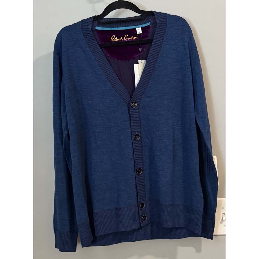 Robert Graham Sweater‎ Wool Berengar Cardigan Button Front Men's Large New